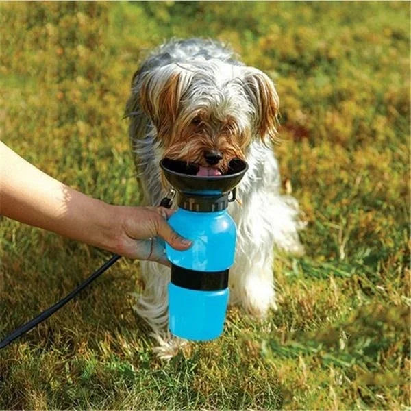 Carvallo-Water Bottle HydroPaws | 2-in-1 with Bowl | Leakproof & Portable | 500ml | Blå, Rosa, Grå