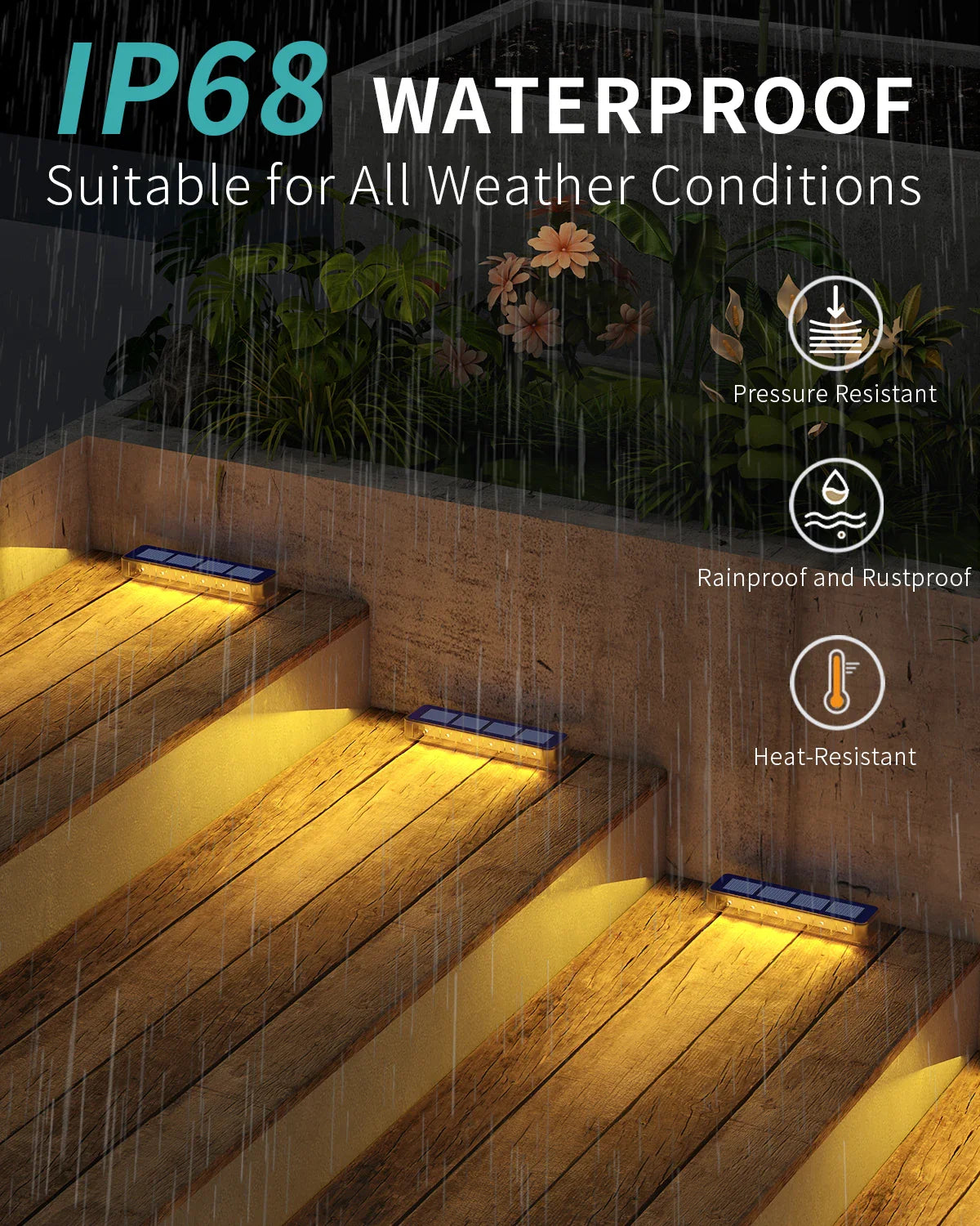 Carvallo StepLine Solar Golvljus 6-pack | Varmvit | IP68 Vattentät | LED-Trapp- & Vägbelysning | För Utomhusområden