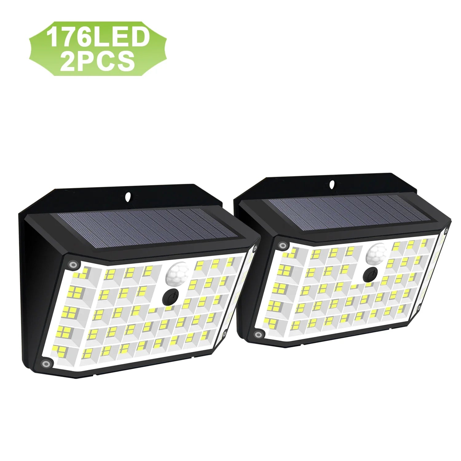 Carvallo MotionLight 176 Solarlampa Utomhus med Rörelsesensor | 176 LEDs | 3 Lägen | IP65 Vattentålig | 3,7V 1W | Svart