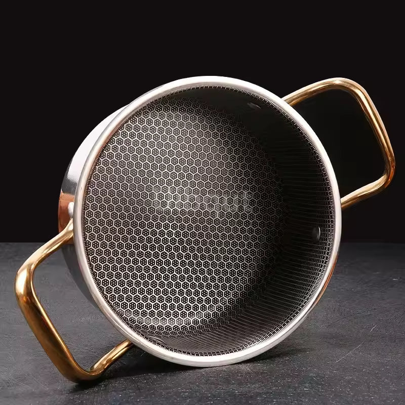 Royallure 30 cm Rostfritt Stål Stekpanna med Lock Honungskomb Wok för Alla Spisar