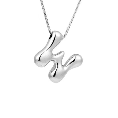 Royelux A-Z Ballong Bubbel Bokstav Hänge Halsband – Silver Chunky Initial Smycken