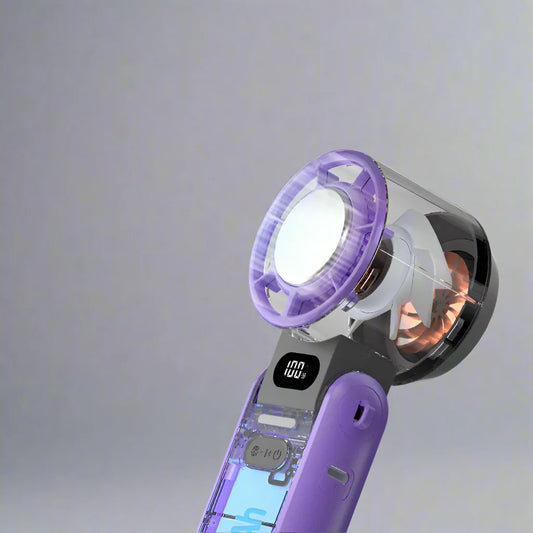 Carvallo Handfläkt med Ice-Cool-teknologi | 100 hastighetssteg | 3600mAh batteri | Fällbar & Ultralätt