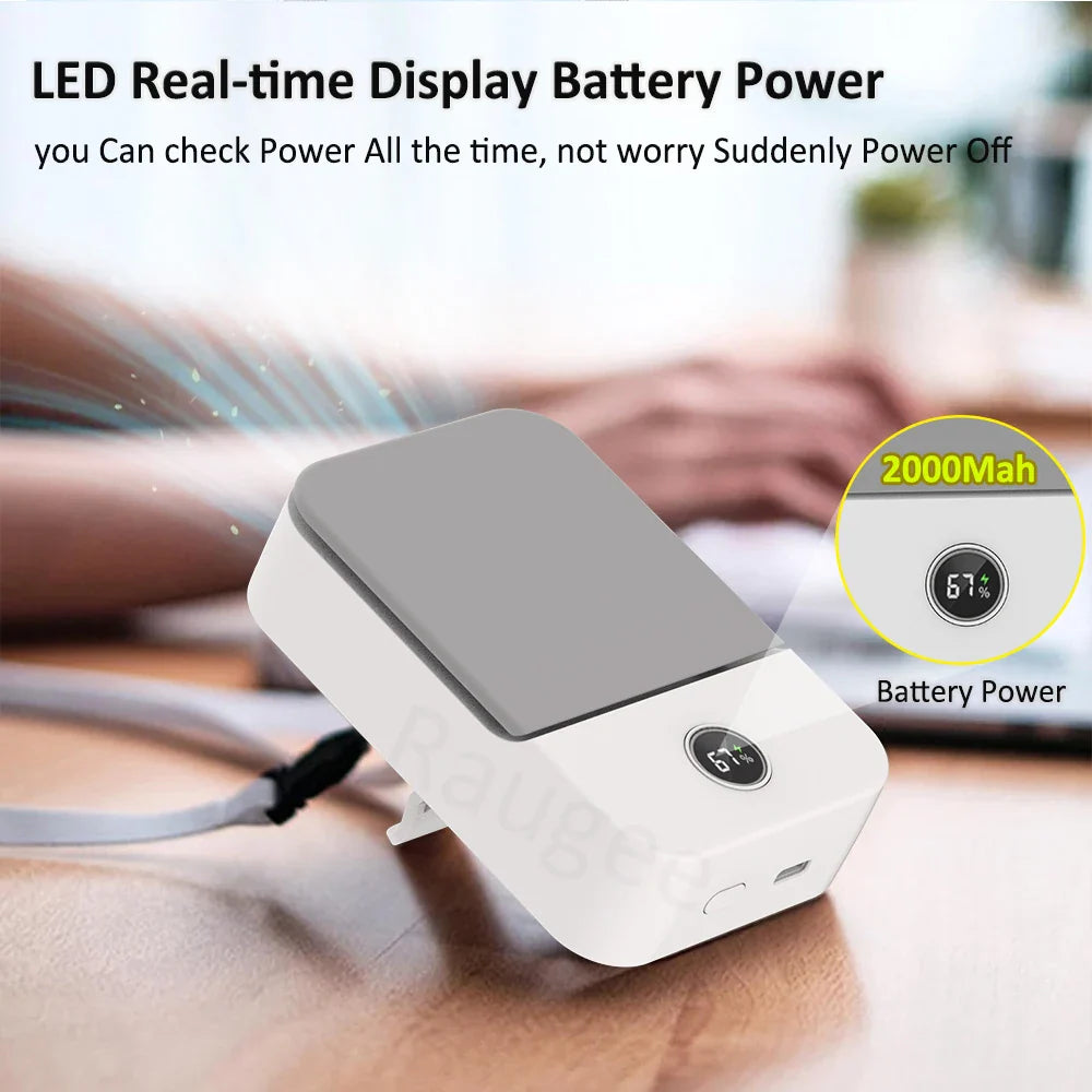 Carvallo AirGo Bärbar Mini-fläkt | 3-i-1 Hals- & Midjfläkt | 3 Hastigheter | Bladeless Design | USB-C Laddningsfunktion | 2000 mAh Batteri