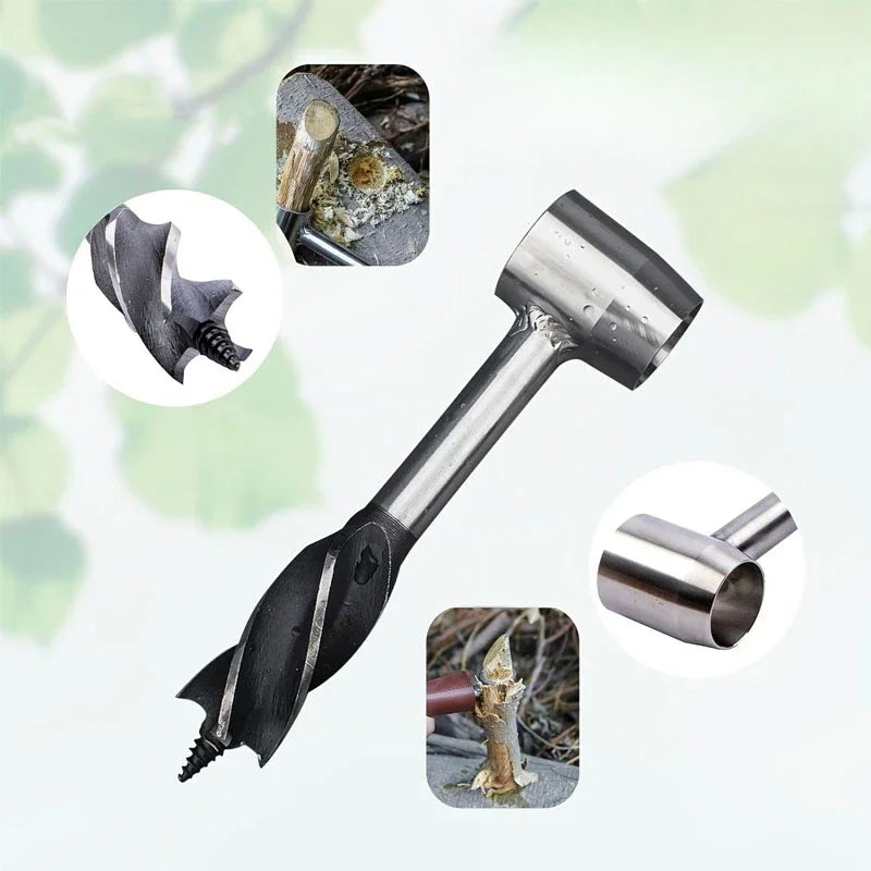 Carvallo Handbohrer FerroDrill | Utomhus överlevnadsverktyg | Robust kolstål | 16,5 cm