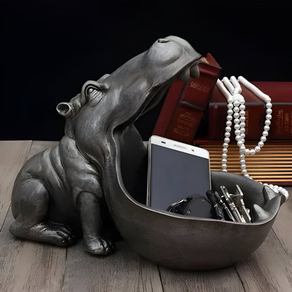 HippoCharm Statue - Lyxig flodhästfigur