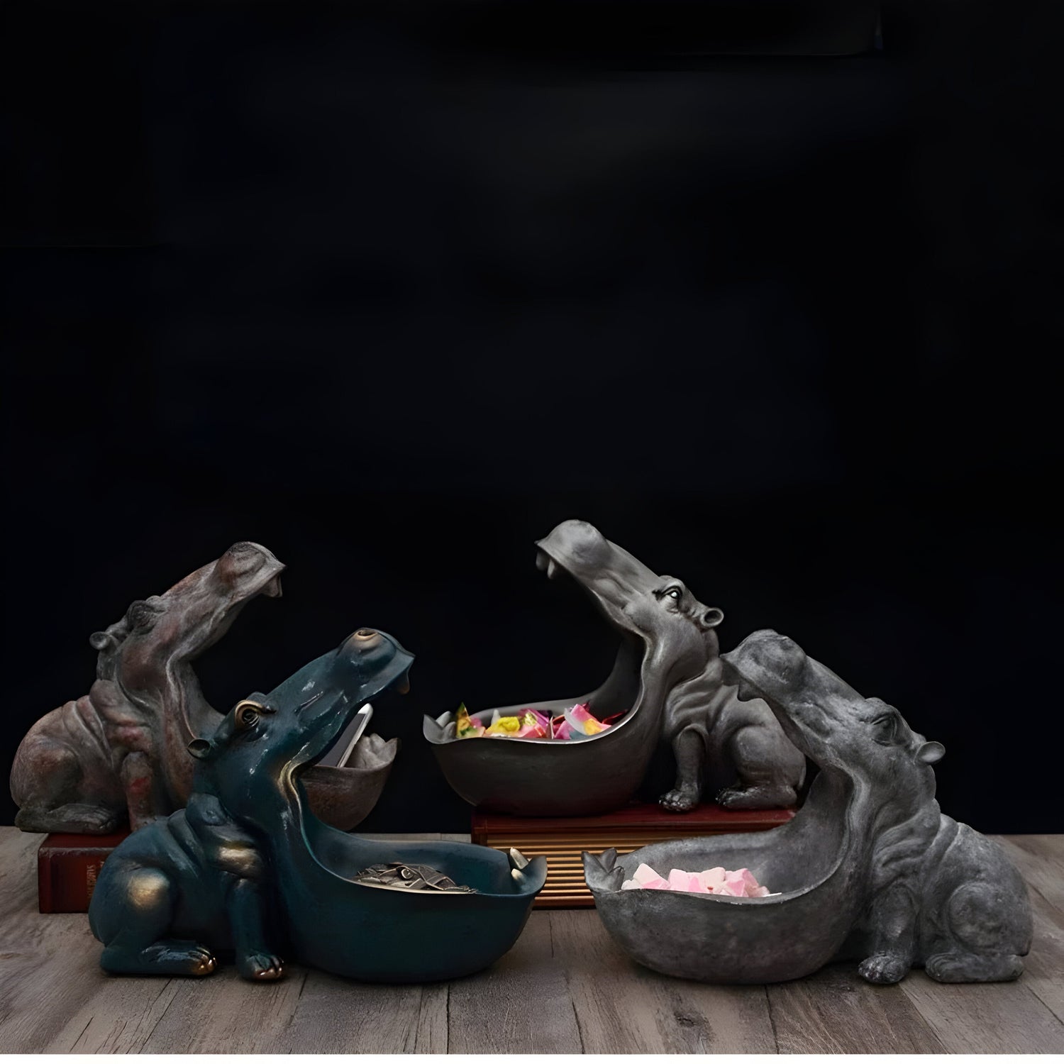 HippoCharm Statue - Lyxig flodhästfigur