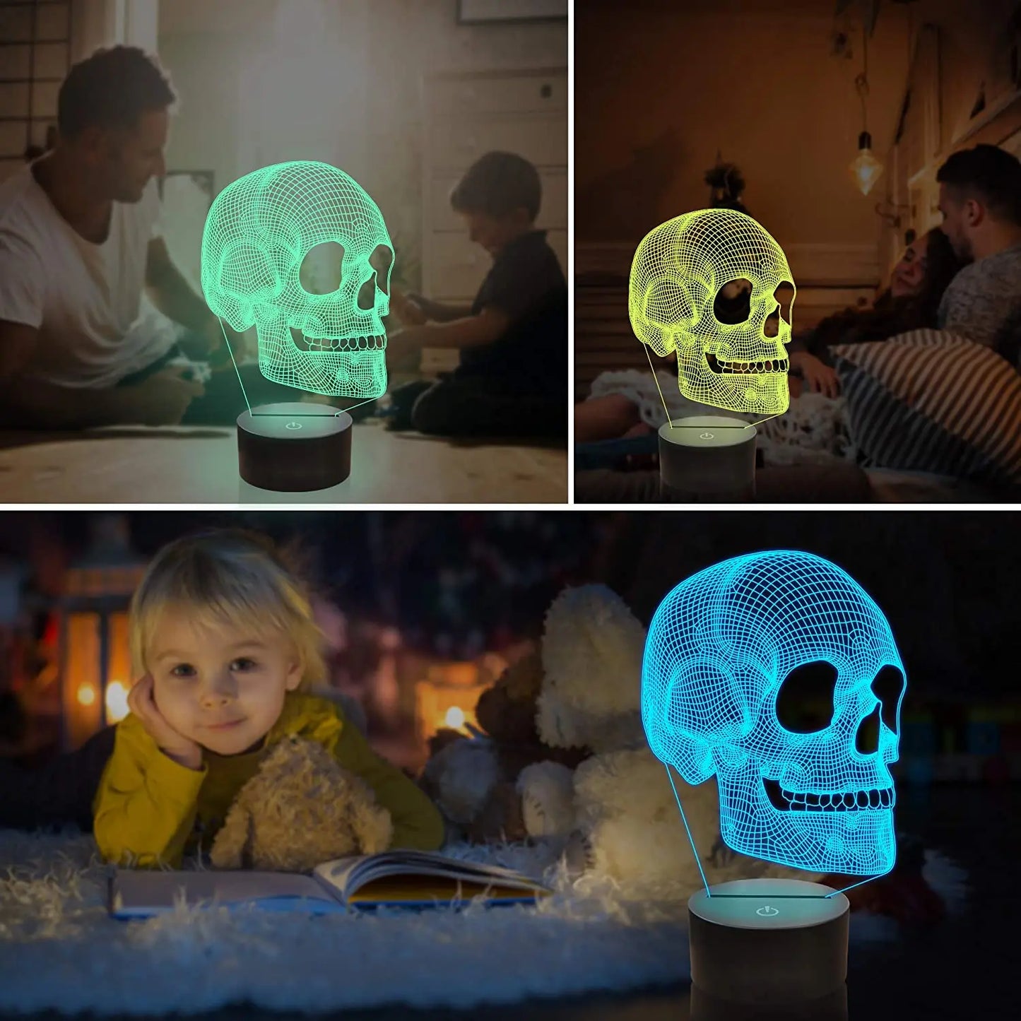 GlowSkull - 3D LED Nattlampa för Barn med Färgändring och Fjärrkontroll