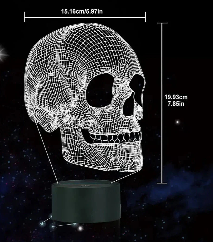 GlowSkull - 3D LED Nattlampa för Barn med Färgändring och Fjärrkontroll