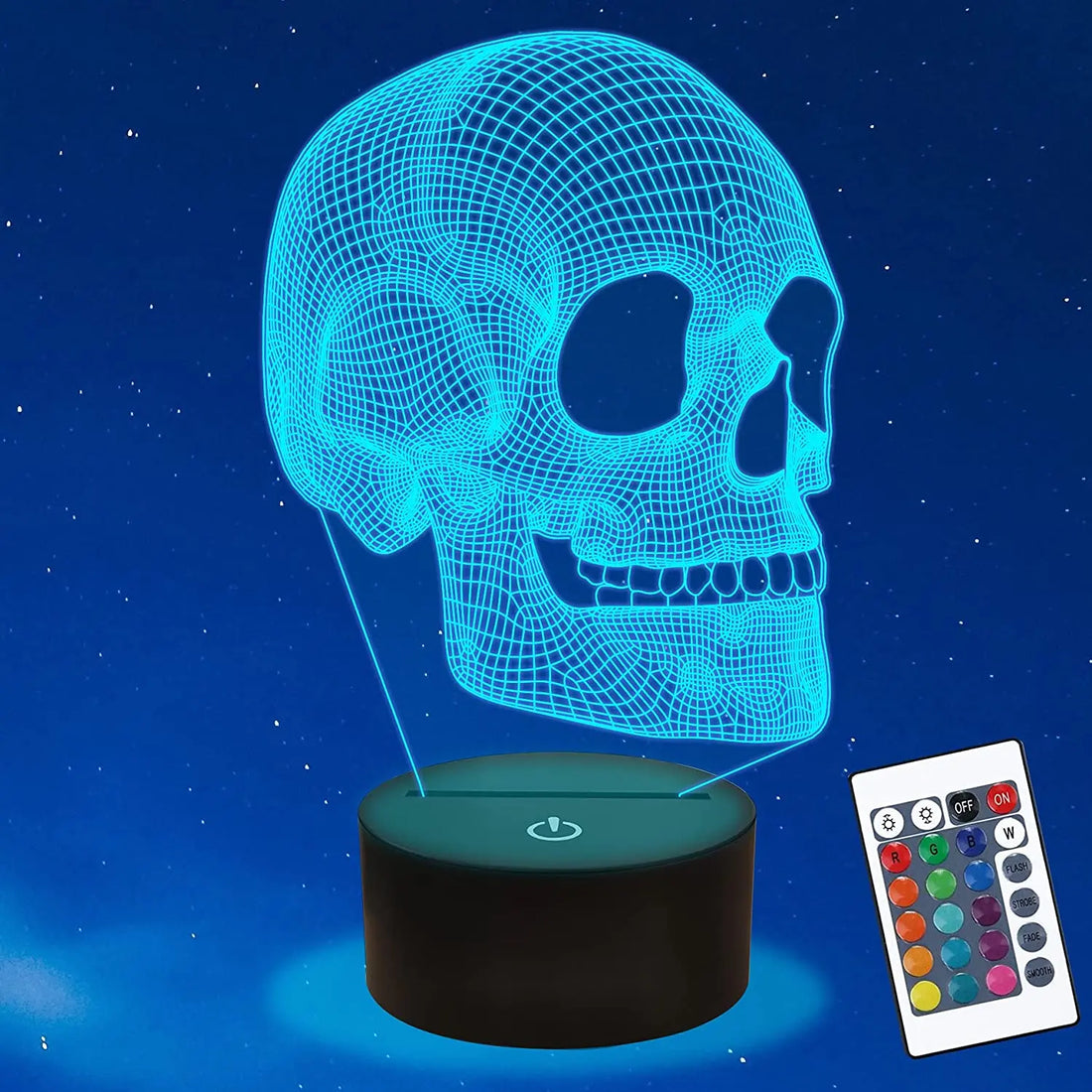 GlowSkull - 3D LED Nattlampa för Barn med Färgändring och Fjärrkontroll