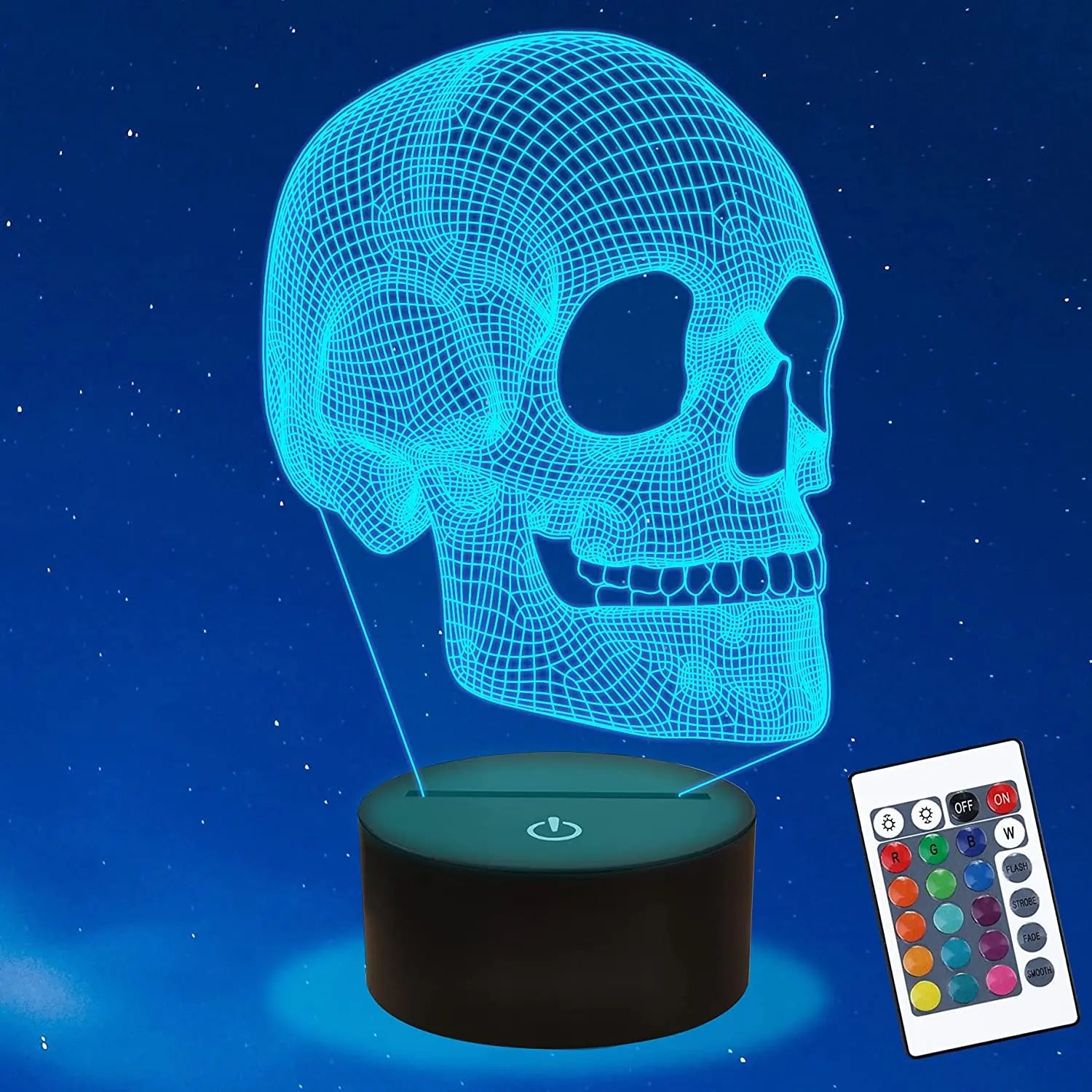 GlowSkull - 3D LED Nattlampa för Barn med Färgändring och Fjärrkontroll