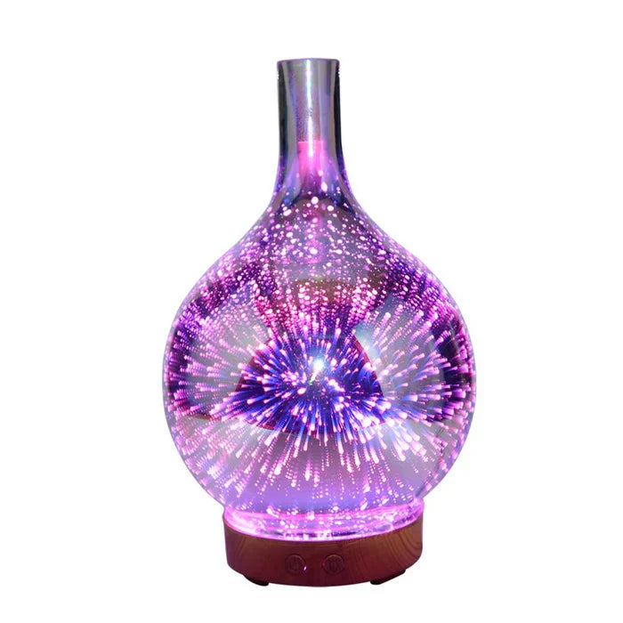 Aromadiffusor med 3D-glasdesign – LED-färgbyte &amp; doftolje-funktion