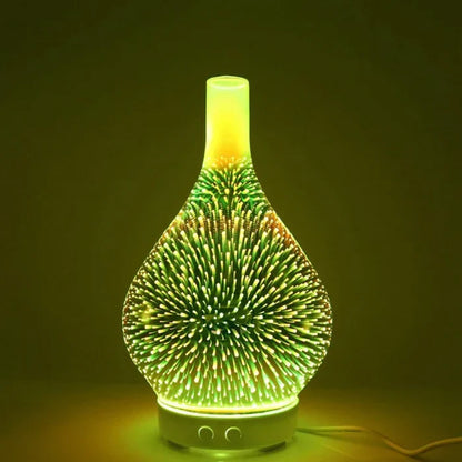 Aromadiffusor med 3D-glasdesign – LED-färgbyte &amp; doftolje-funktion