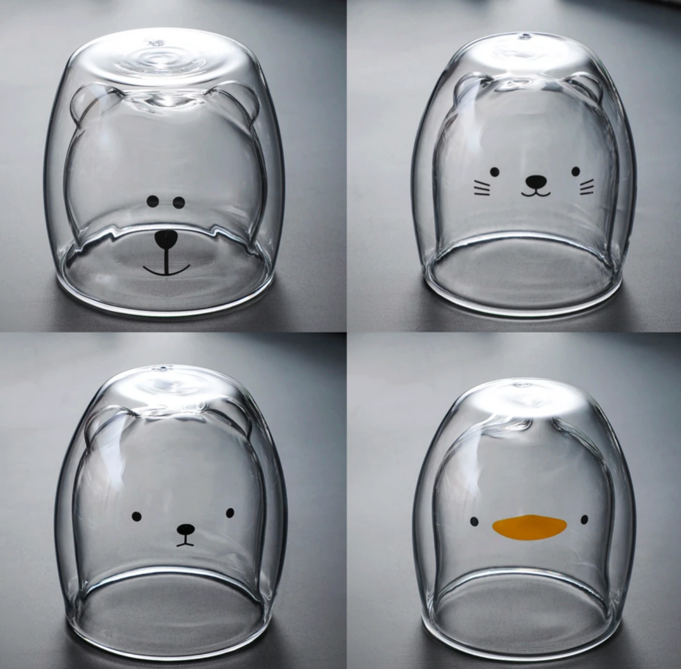 Carvallo – Set med dubbla lager glas med roliga djuransikten för barn och vuxna