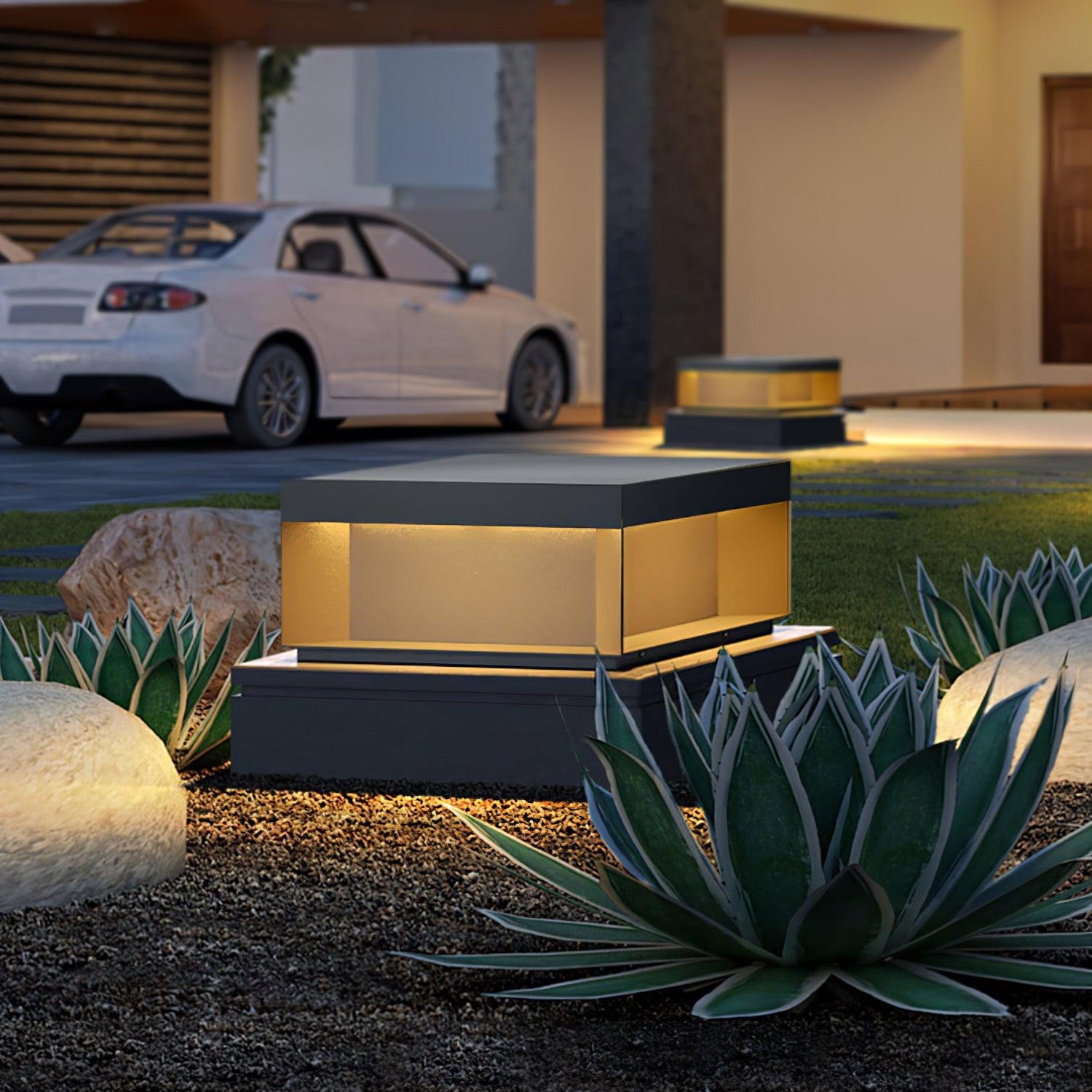 Matt svart ram sol utomhus postlampa