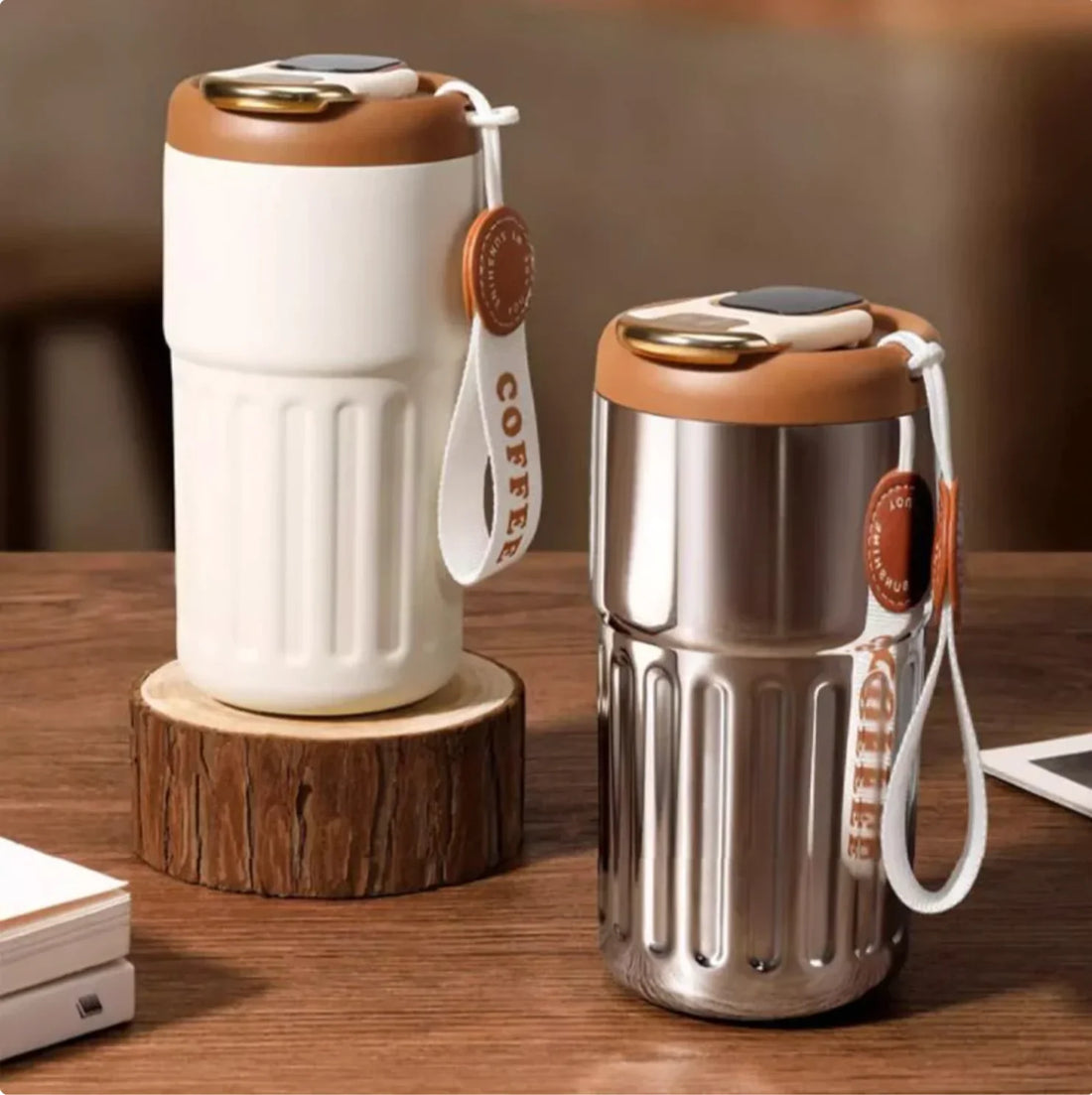 Kompakt termomugg med temperaturvisning – 410ml mugg för varma och kalla drycker