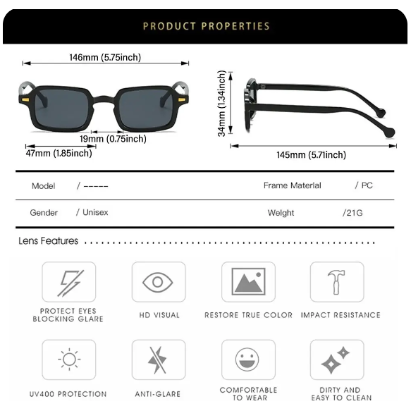 Stiliga Fyrkantiga Skyddsglasögon för Kvinnor 2024 Mode Trend