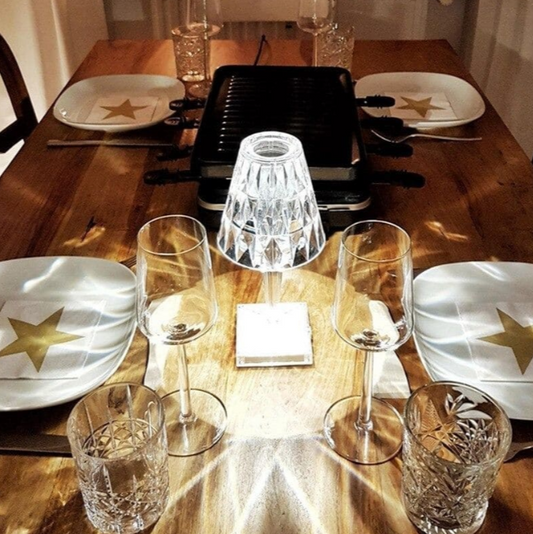 Acryln glass kristall bordlampa