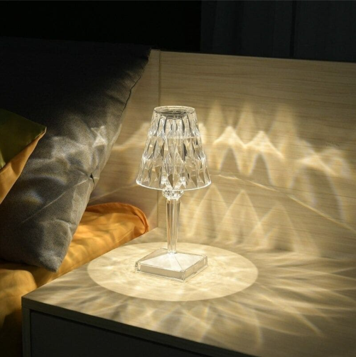 Acryln glass kristall bordlampa