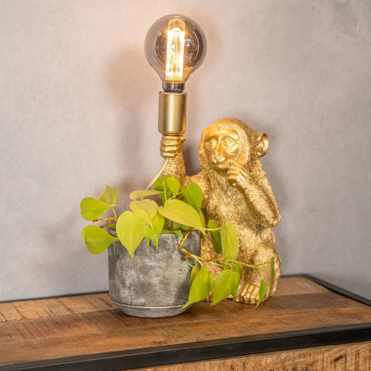 Elegant Guld Apa Blomkruka Lampa