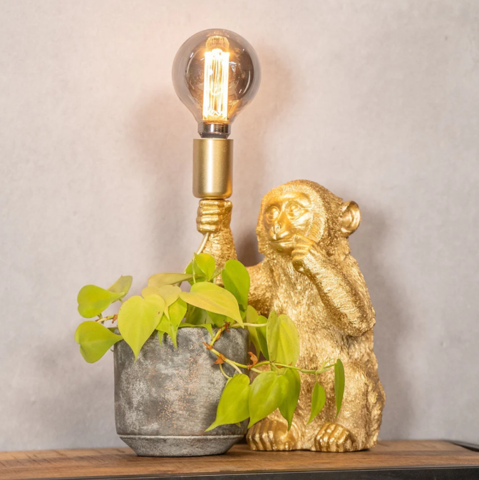 Elegant Guld Apa Blomkruka Lampa