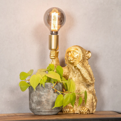Elegant Guld Apa Blomkruka Lampa