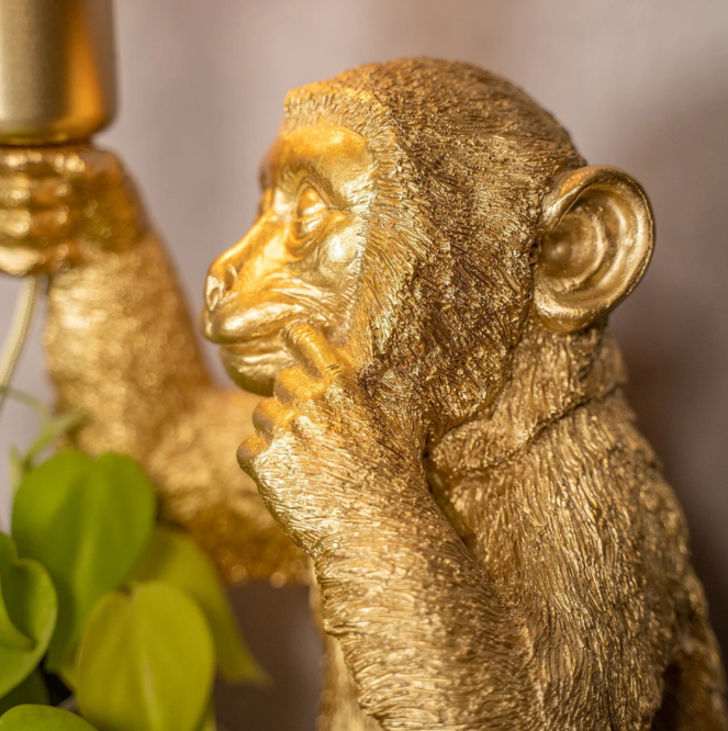 Elegant Guld Apa Blomkruka Lampa