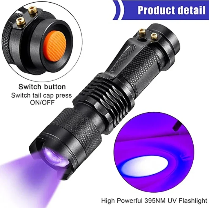 UV-LED-ficklampa – Ultraviolet belysning för fläckdetektering och husdjursurin-detektering