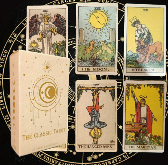 Traditionellt tarotkortspel med 78 kort