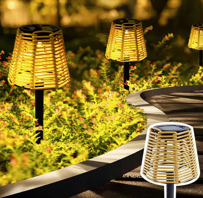 Carvallo LightLantern Solarlampa Rattanutseende | Väderbeständig IP65 | Varm LED-belysning | 36x11x10 cm