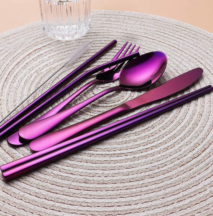 Kompakt rostfritt stål bestickset för på språng