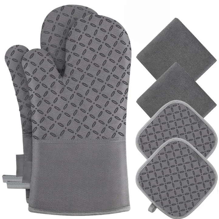 6-delat set värmebeständiga grytvantar och grytlappar