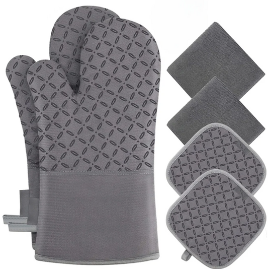 6-delat set värmebeständiga grytvantar och grytlappar