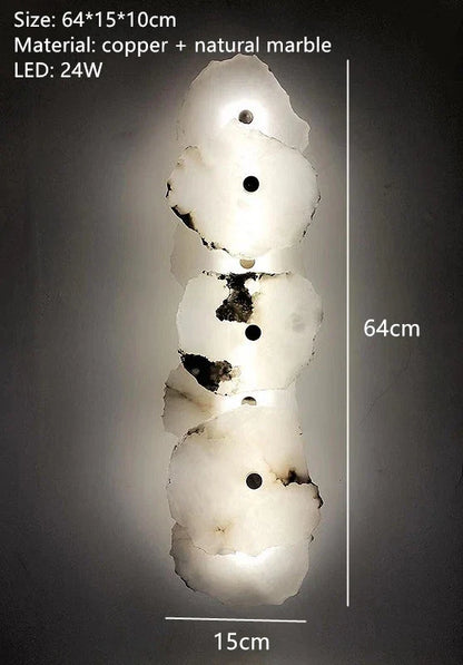Lyxig naturlig marmor LED-vägglampa med koppardetaljer – modern inomhusvägglampa för sovrum och vardagsrumsinredning