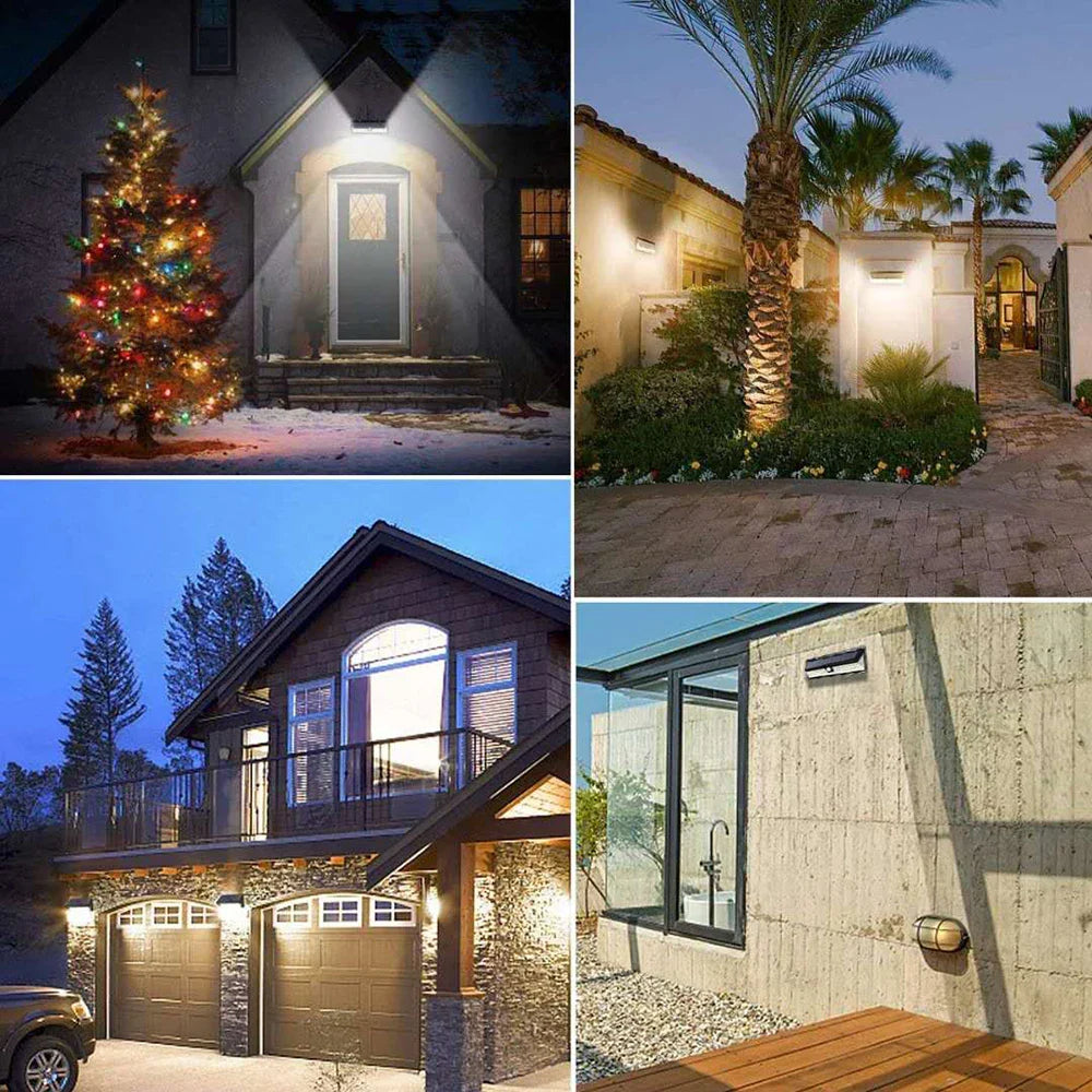 Carvallo 102 Solarlampa utomhus med rörelsesensor | 102 LEDs | 3 belysningslägen | IP65 vattentålig | 270° vidvinkel för gård, trädgård och uppfart