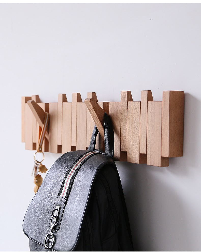 Lyxig Vägghängd Trä Klädhängare – Piano Design Entré Organiser för Nycklar, Hattar &amp; Jackor