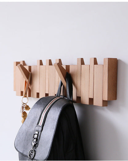 Lyxig Vägghängd Trä Klädhängare – Piano Design Entré Organiser för Nycklar, Hattar &amp; Jackor