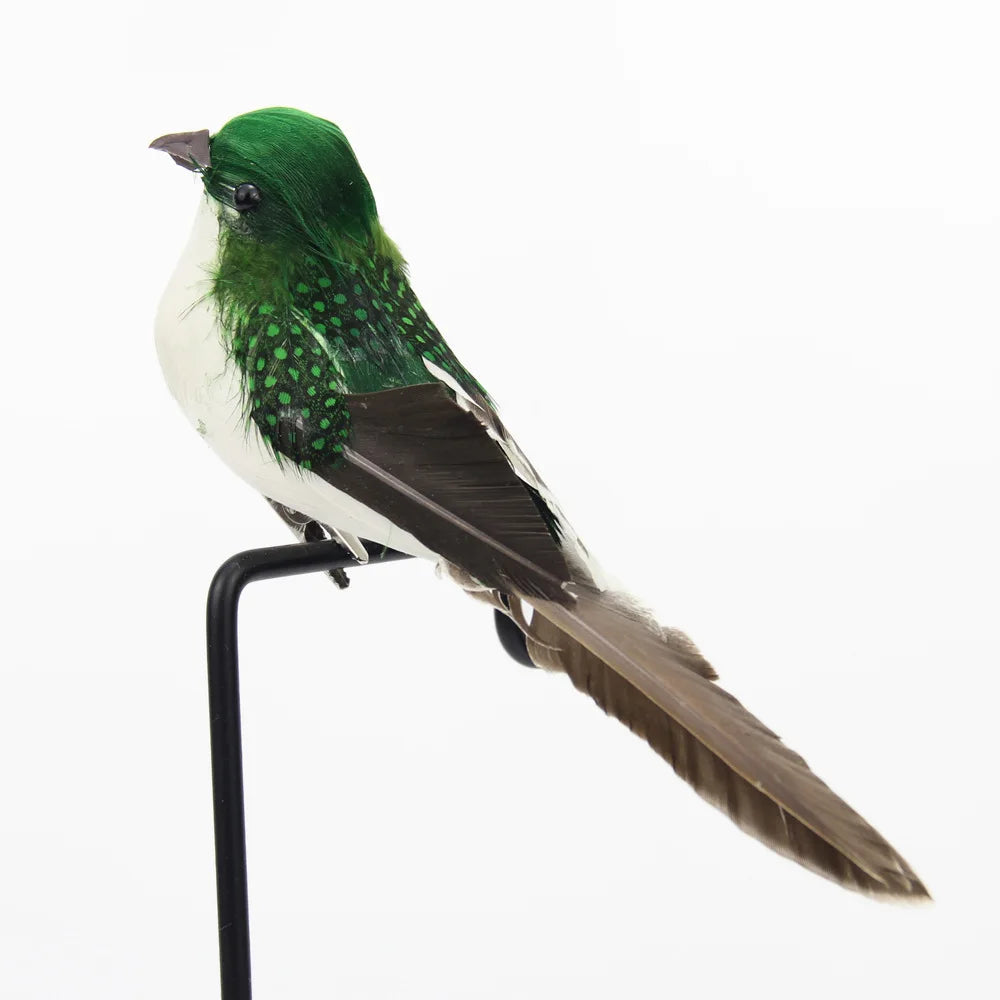 Carvallo ClipBird Dekorationsfågel med fjäder & klämma | 16x4x6 cm | För växter, kransar & inredningsidéer | I 4 färger