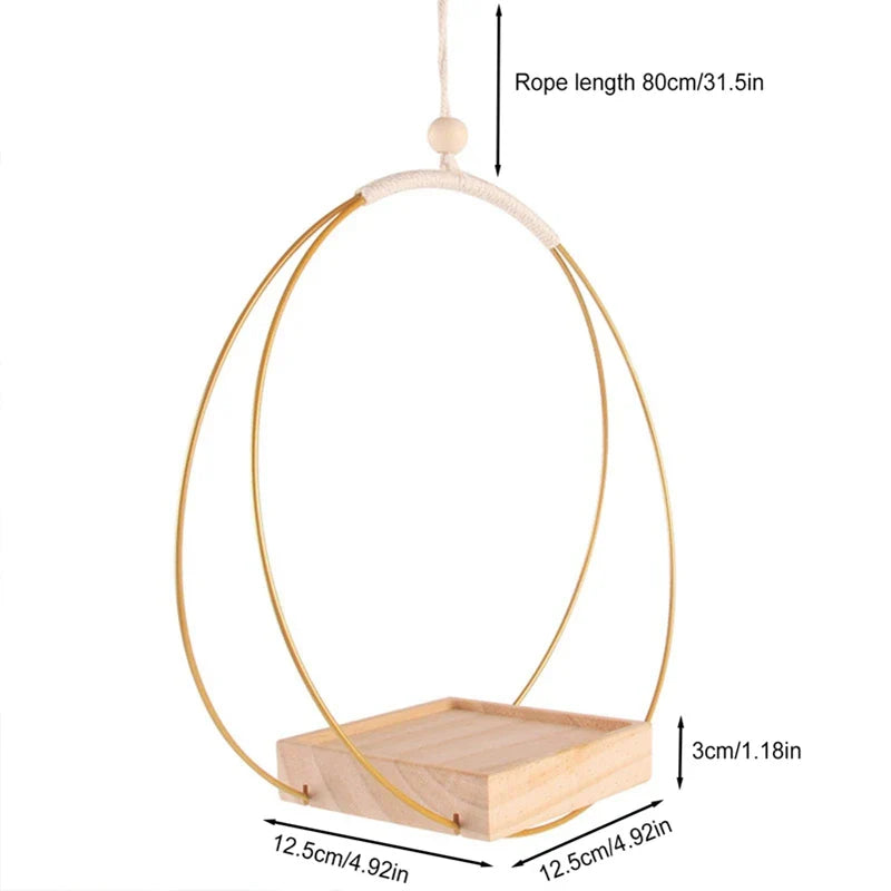 Carvallo Växthållare | Hängande hylla av trä | Blomma hängare för vardagsrum, balkong & inredning inomhus