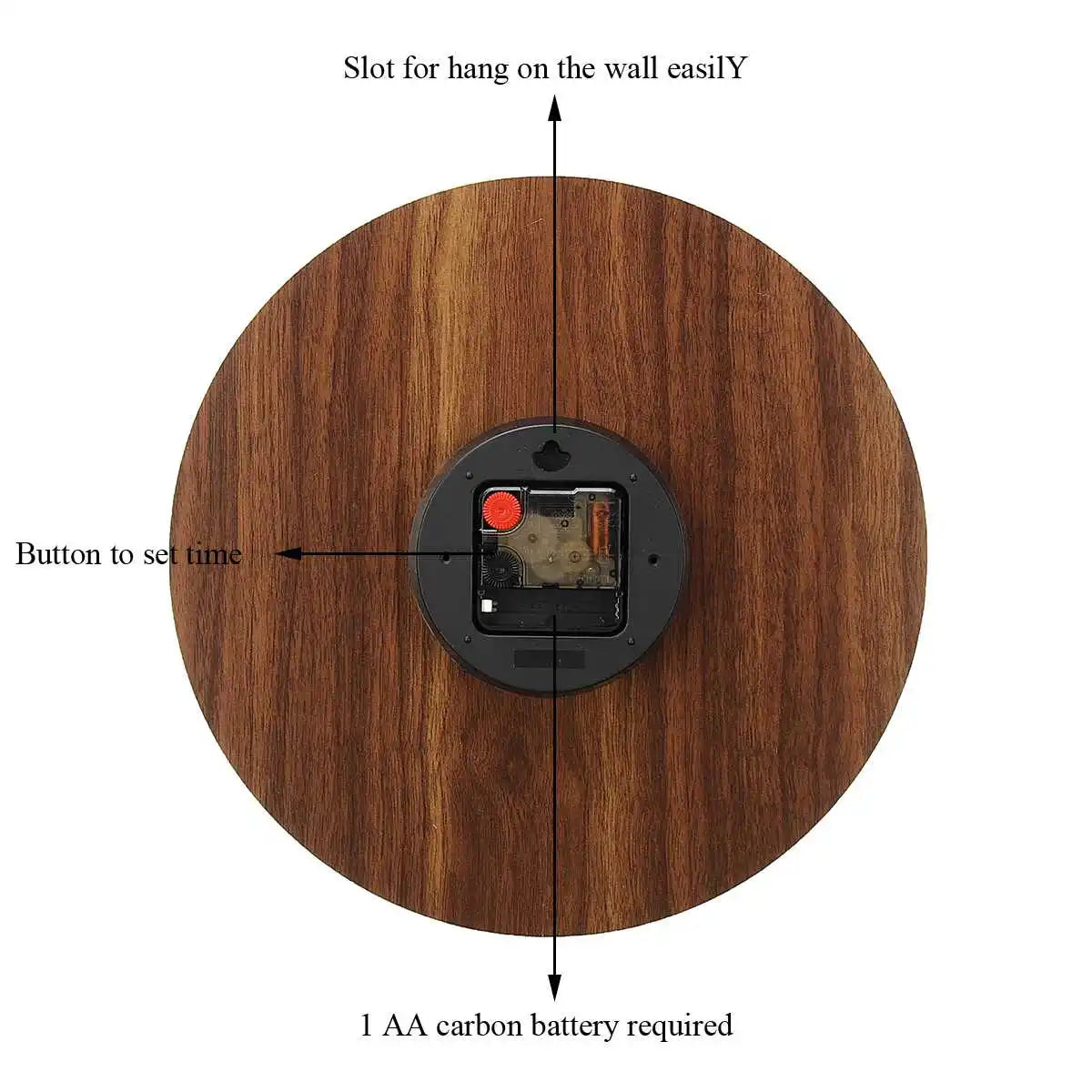 GlowClock - Tyst Trä Väggklocka med Nattljus