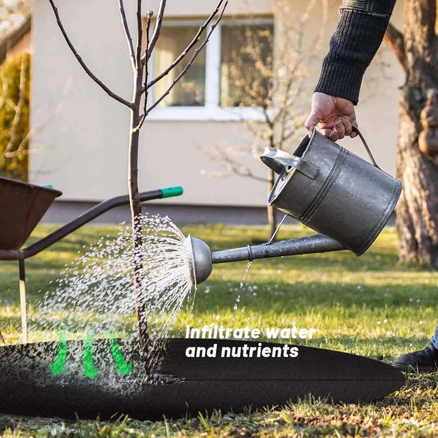 Ogräsväv Baumscheibe – Andningsbar rotskyddsmatta för trädgård och växter