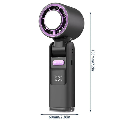 Carvallo Mini Handfläkt | 100 Vindsteg &amp; Digitaldisplay | Fällbar &amp; USB-uppladdningsbar | 4000 mAh batteri