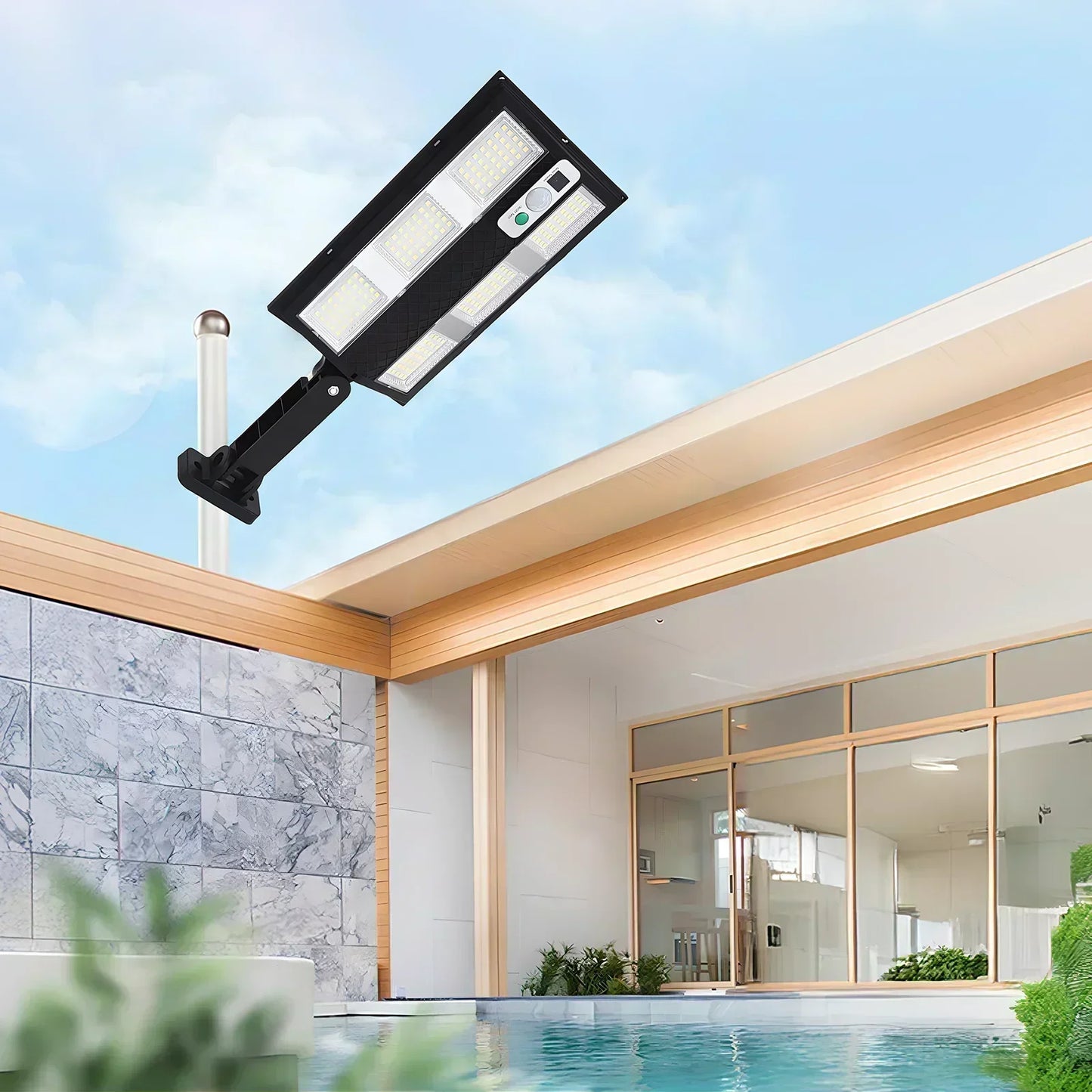 Carvallo ProMotion 55 Solarlampa med rörelsesensor | 55 LED | IP65 Vattentät | Med fjärrkontroll & 3 lägen | 320° Spridningsvinkel