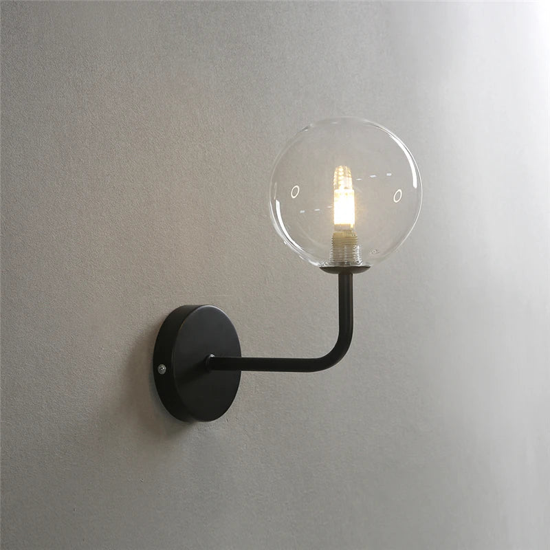 NordicLuxe - Glas Vägglampa - Modern LED Lampa för Sovrum och Vardagsrum