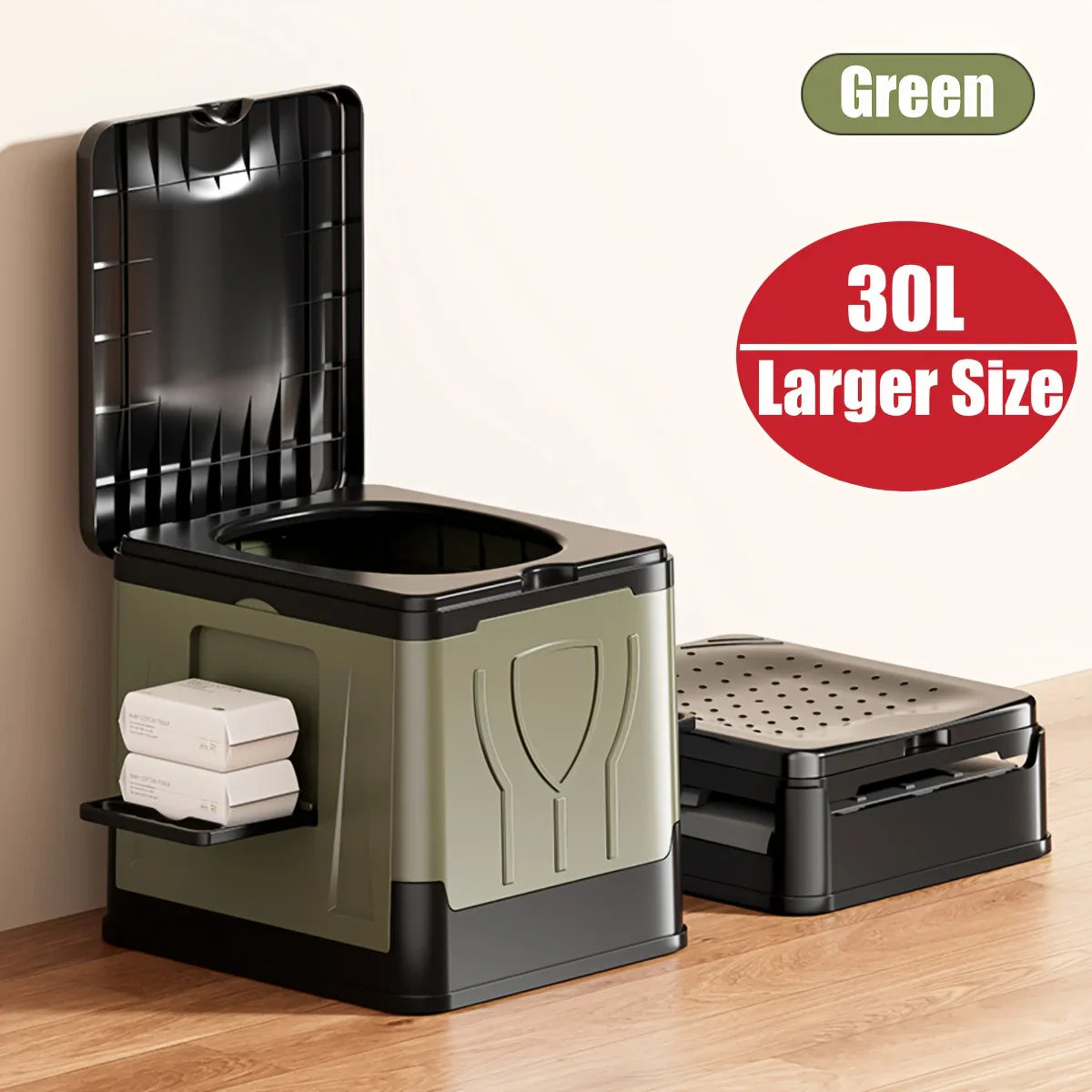 Carvallo Campingtoalett Camploo XL | Bärbar med lock | Extra Stor & Stabil | För Utomhus, Resa & Båt