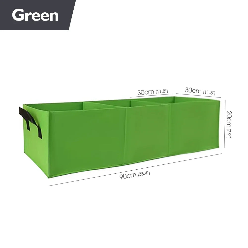 Carvallo GrowZone 21 Höjd bädd planteringspåse 90x30x20 cm | 21 Gallon | 3-kammarsystem | Andningsbart tyg med dränering | Fällbar & Återanvändbar