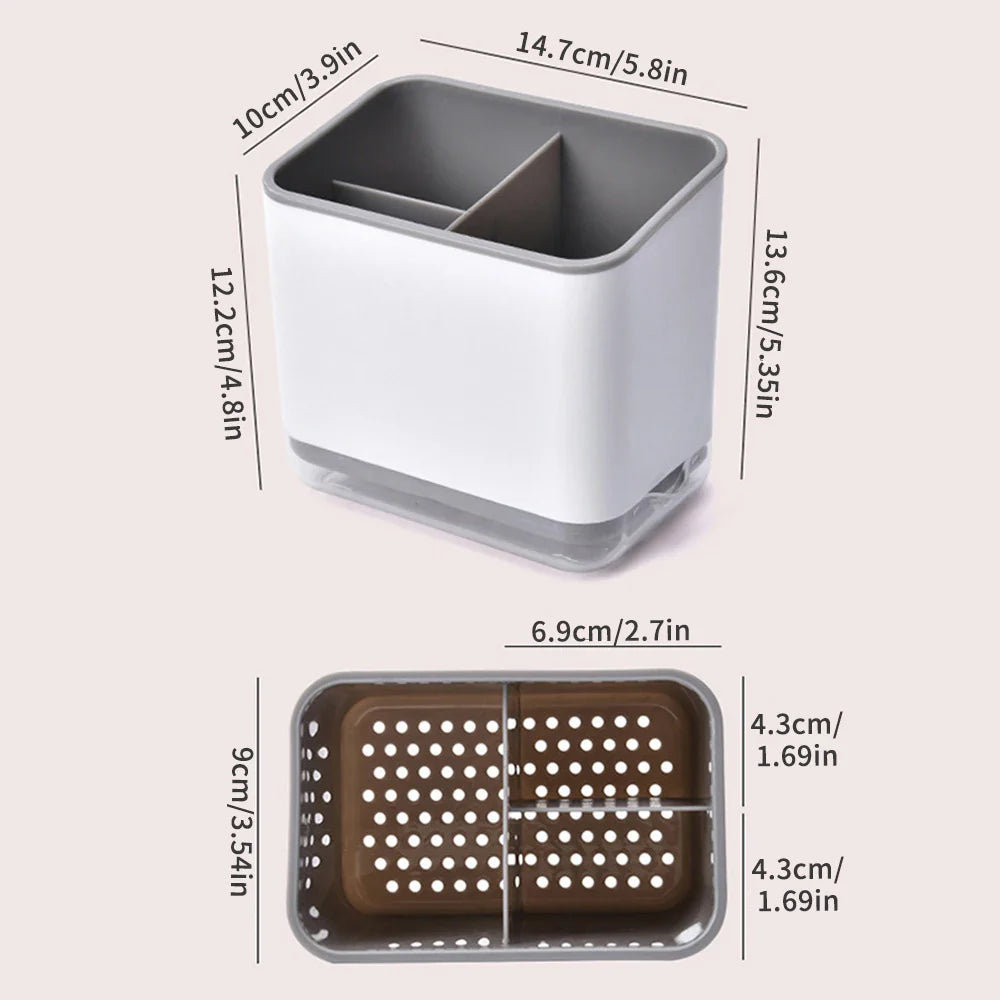 Carvallo Organizer Multifunktionell Bestickhållare med Droppfunktion | Kök-Organisator för Skedar, Gafflar & Pinnar | 12 × 8 × 14 cm