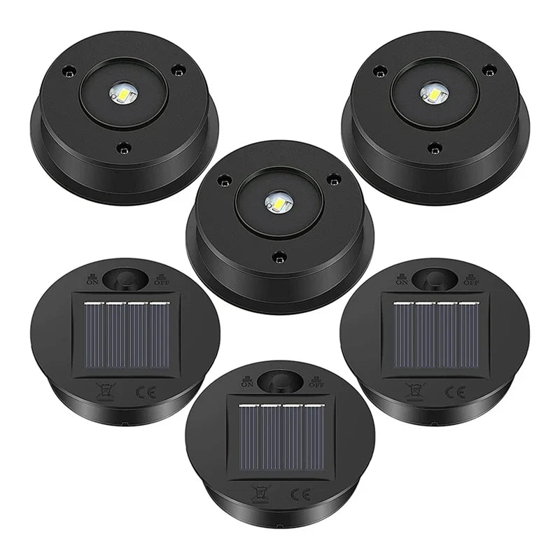 Carvallo 6-pack Sol-ersättningslock för trädgårdslampor | Ø 7 cm | LED-lampor med solpanel | Vattentät & Automatisk