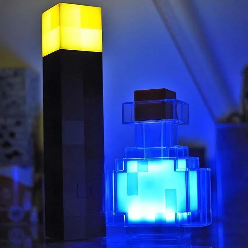 LuxRoyale Minecraft Inspirerad Potion Lampa – Färgväxlande LED Nattlampa med Touchkontroll &amp; USB Uppladdningsbar