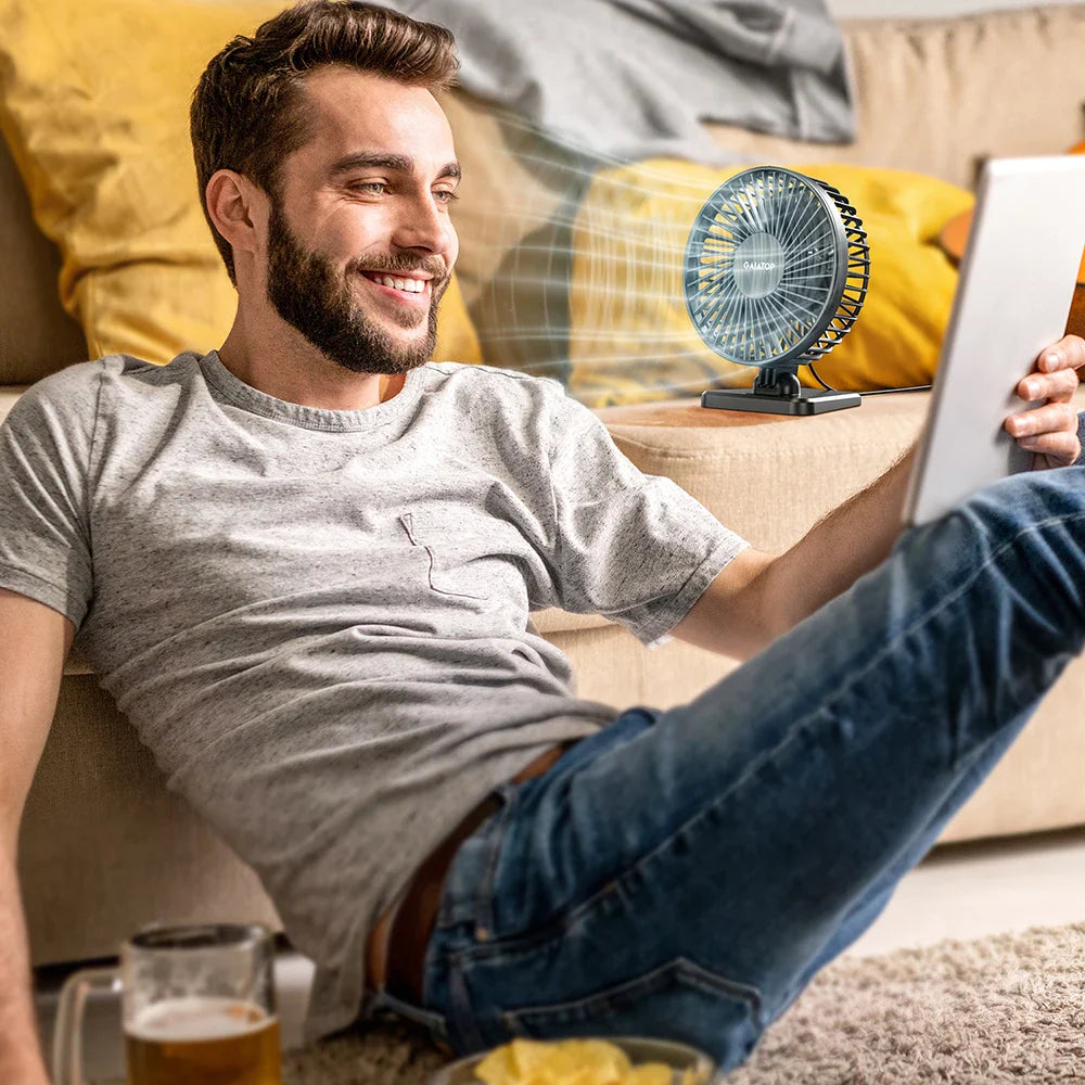 Carvallo USB bordfläkt | 3 hastigheter | Kompakt & Tyst | Ideal för kontor, bil & resor