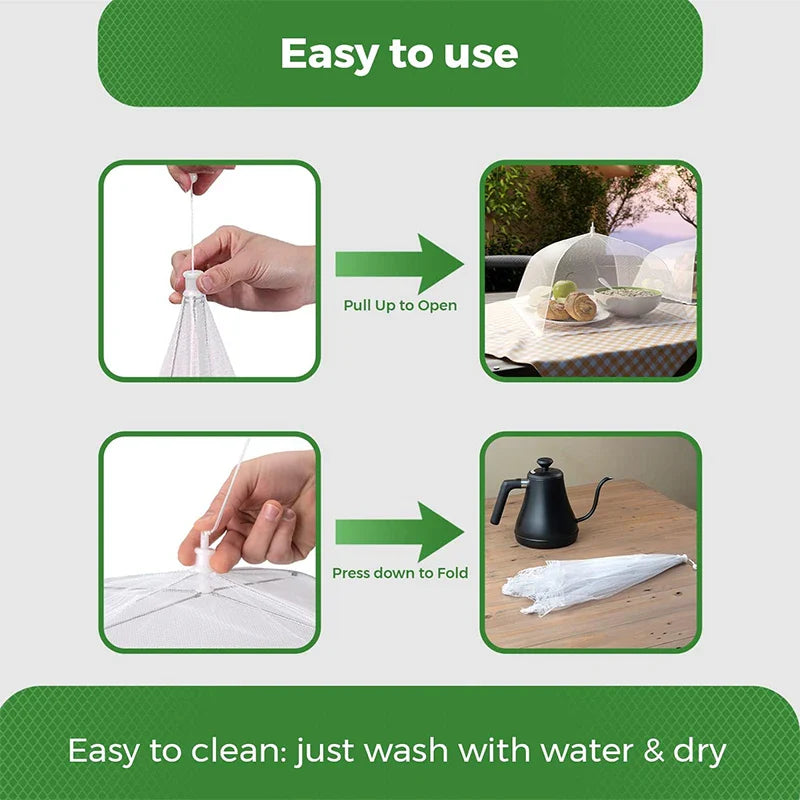 Carvallo Fällbar skyddshuv för livsmedel | Återanvändbar & Andningsbar | Insektsnät för utomhus & kök | Lätt & Platsbesparande